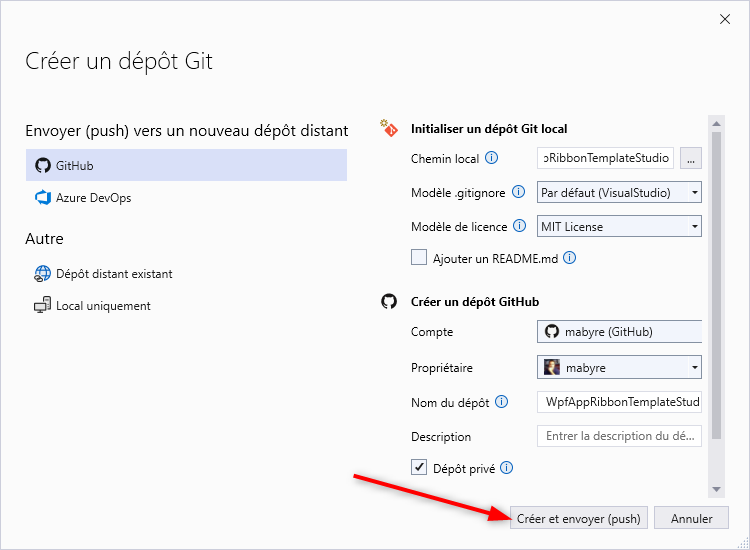 Create Github repo directly in Visual Studio